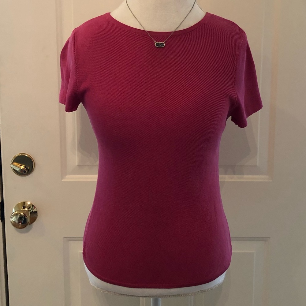 Harold’s pink silk short sleeve top